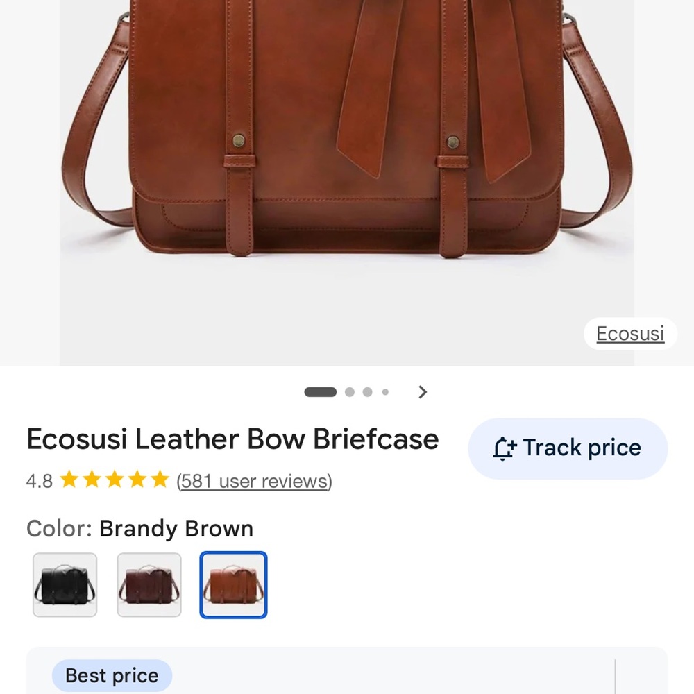 Ecosusi Brandy Brown Leather Bow Briefcase
